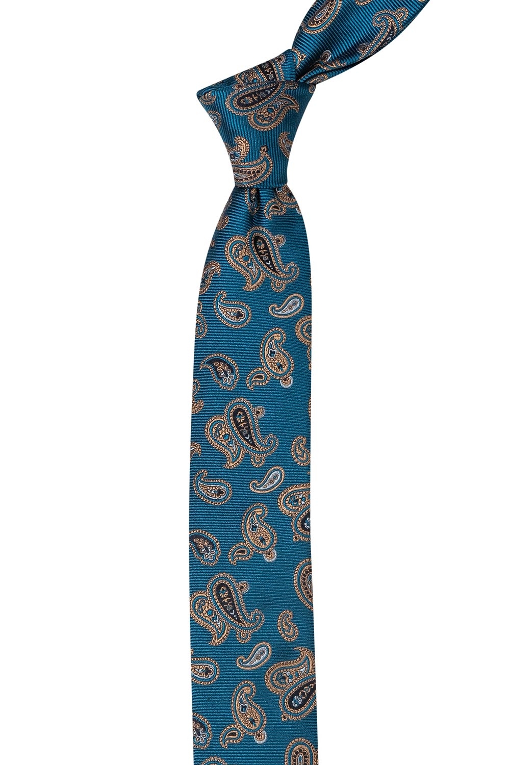 Cravata matase tesuta albastra print floral 1