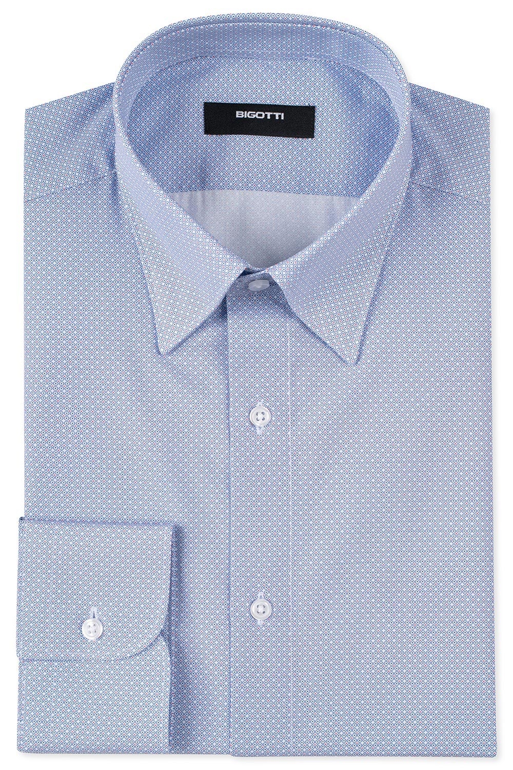 Camasa slim bleu print geometric 0