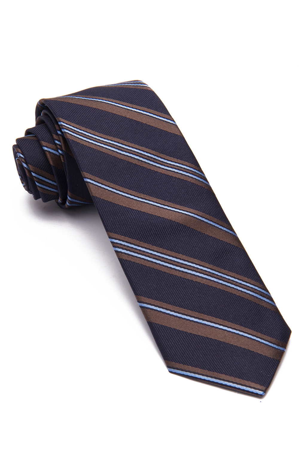 Cravata matase tesuta bleumarin dungi 0