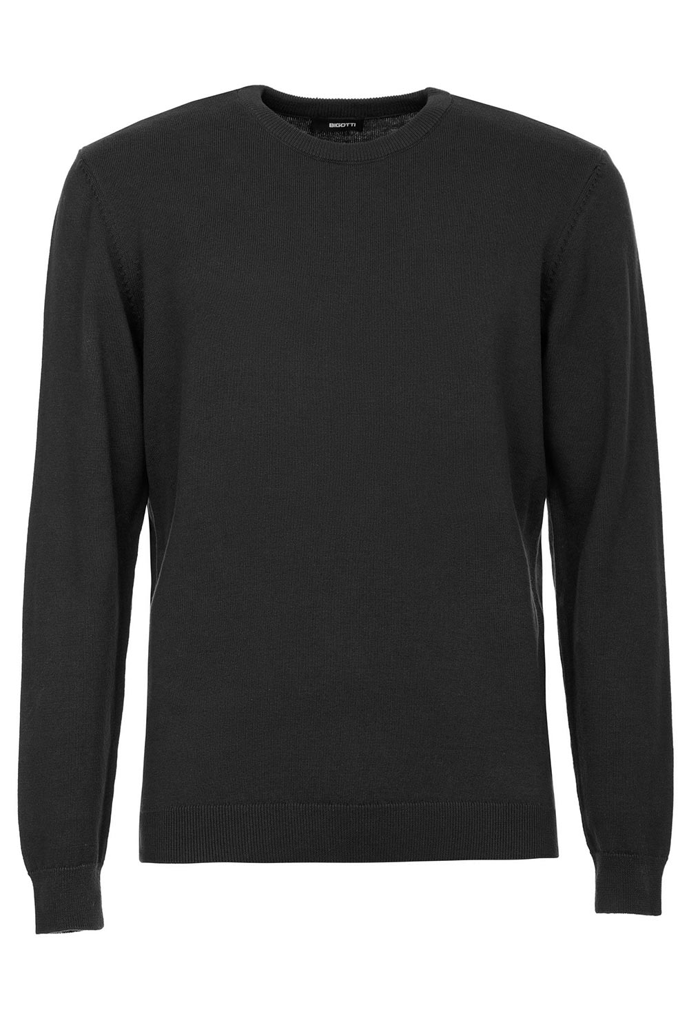Pulover slim negru guler rotund 0