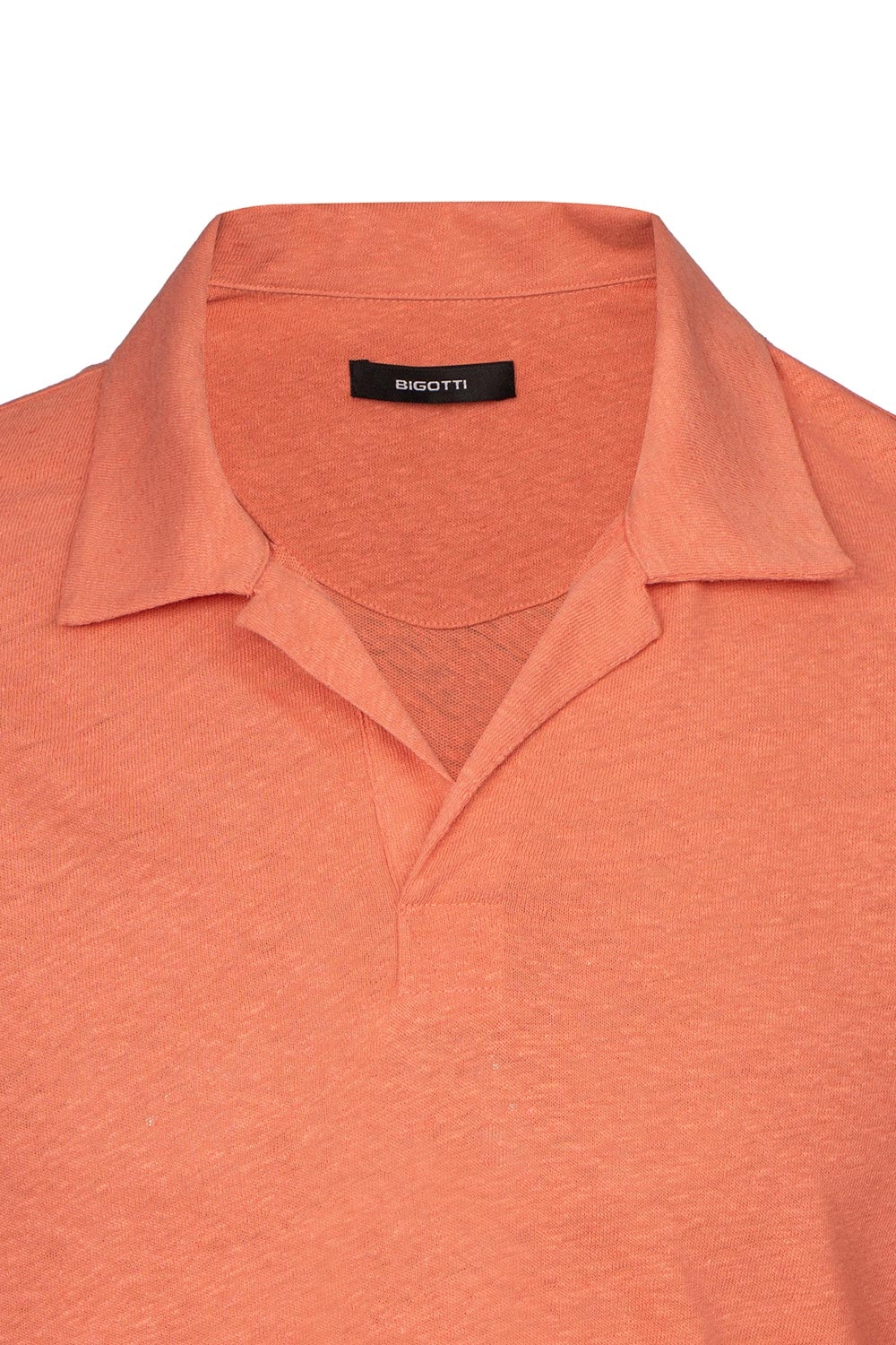 Tricou polo slim coral din in si bumbac 1