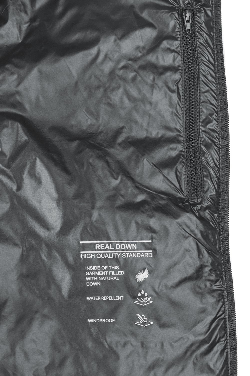 Geaca slim neagra cu puf si gluga detasabila 2