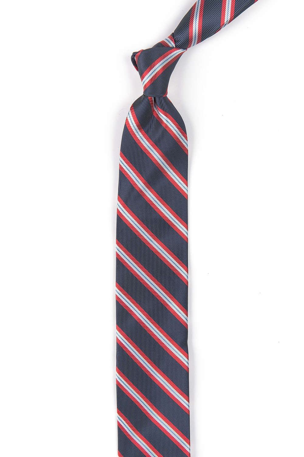 Cravata poliester gri cu dungi 1