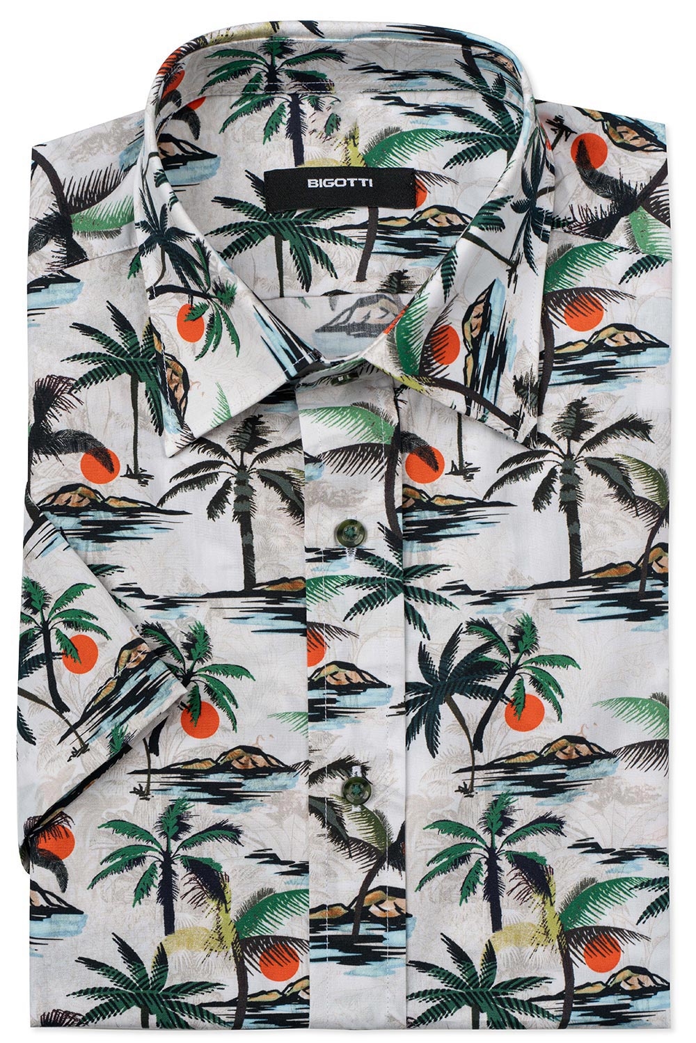 Camasa slim maneca scurta alba print geometric 0
