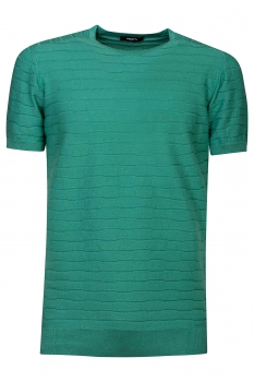 Tricou slim verde guler rotund