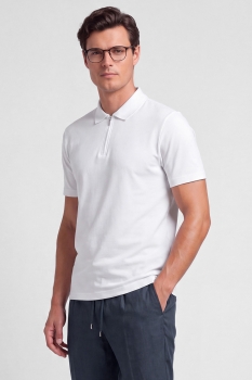 Tricou polo regular alb uni