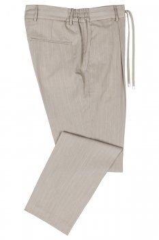 Pantaloni slim bej in dungi