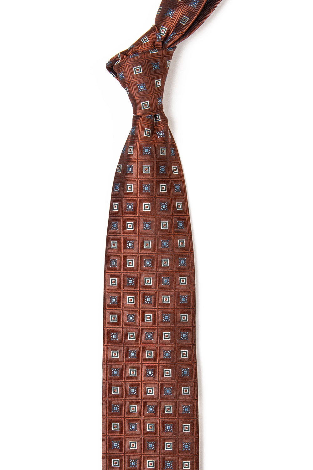 Cravata poliester tesut maro print geometric 1