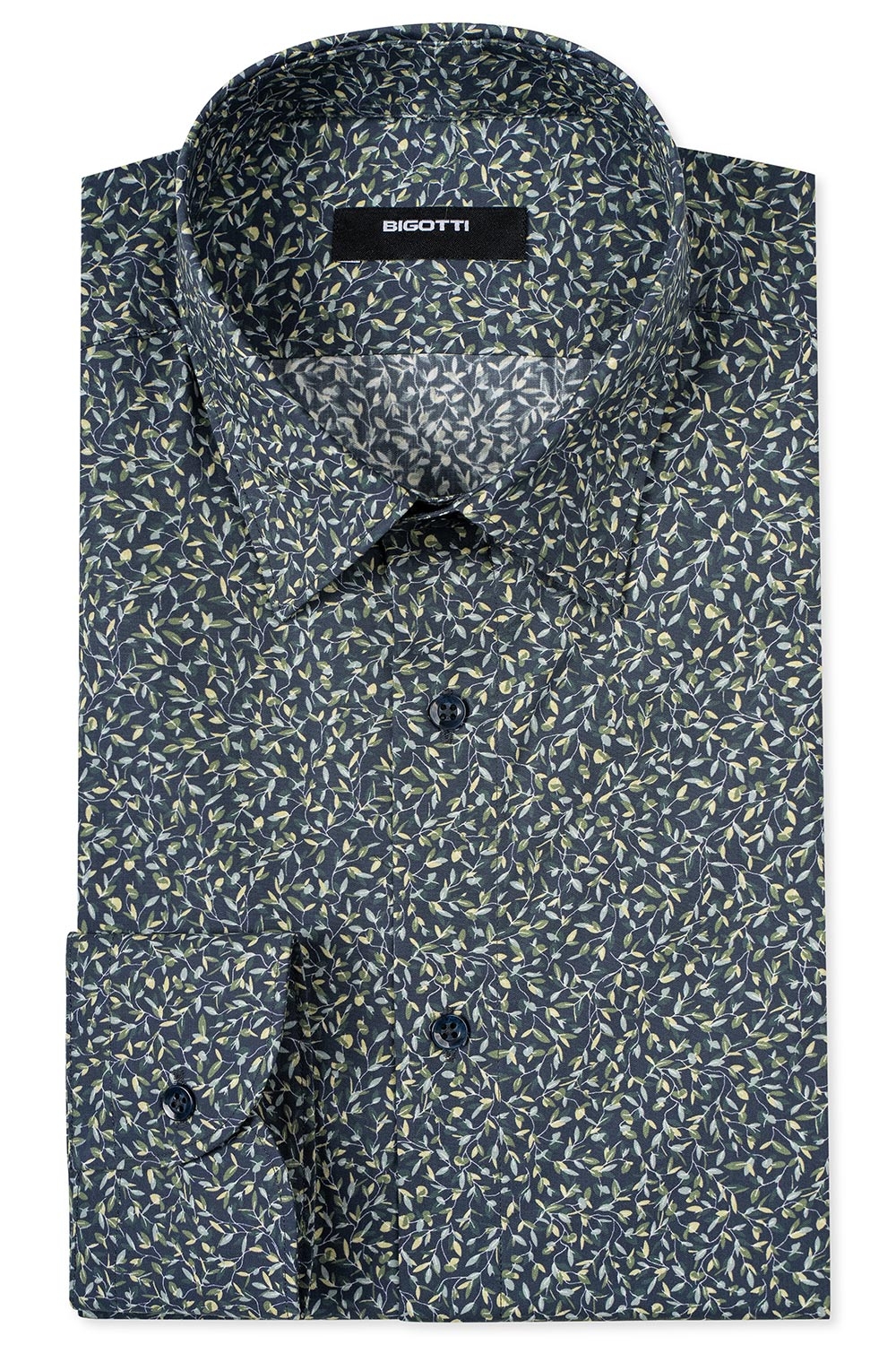 Camasa superslim bleumarin print floral 0