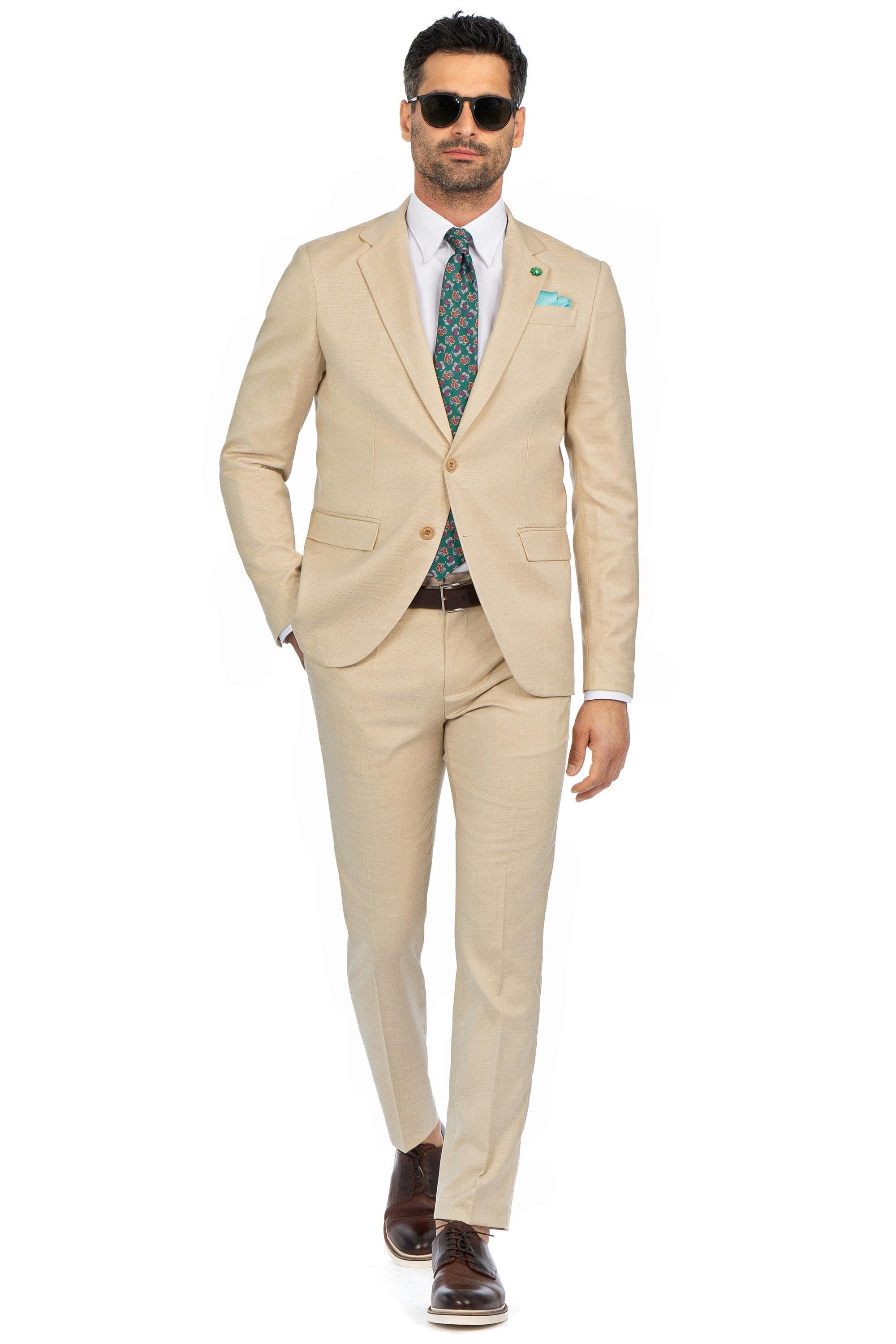 Costum slim bej uni 0
