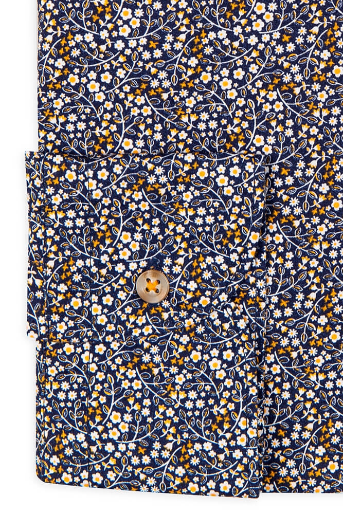 Camasa slim bleumarin print floral 3
