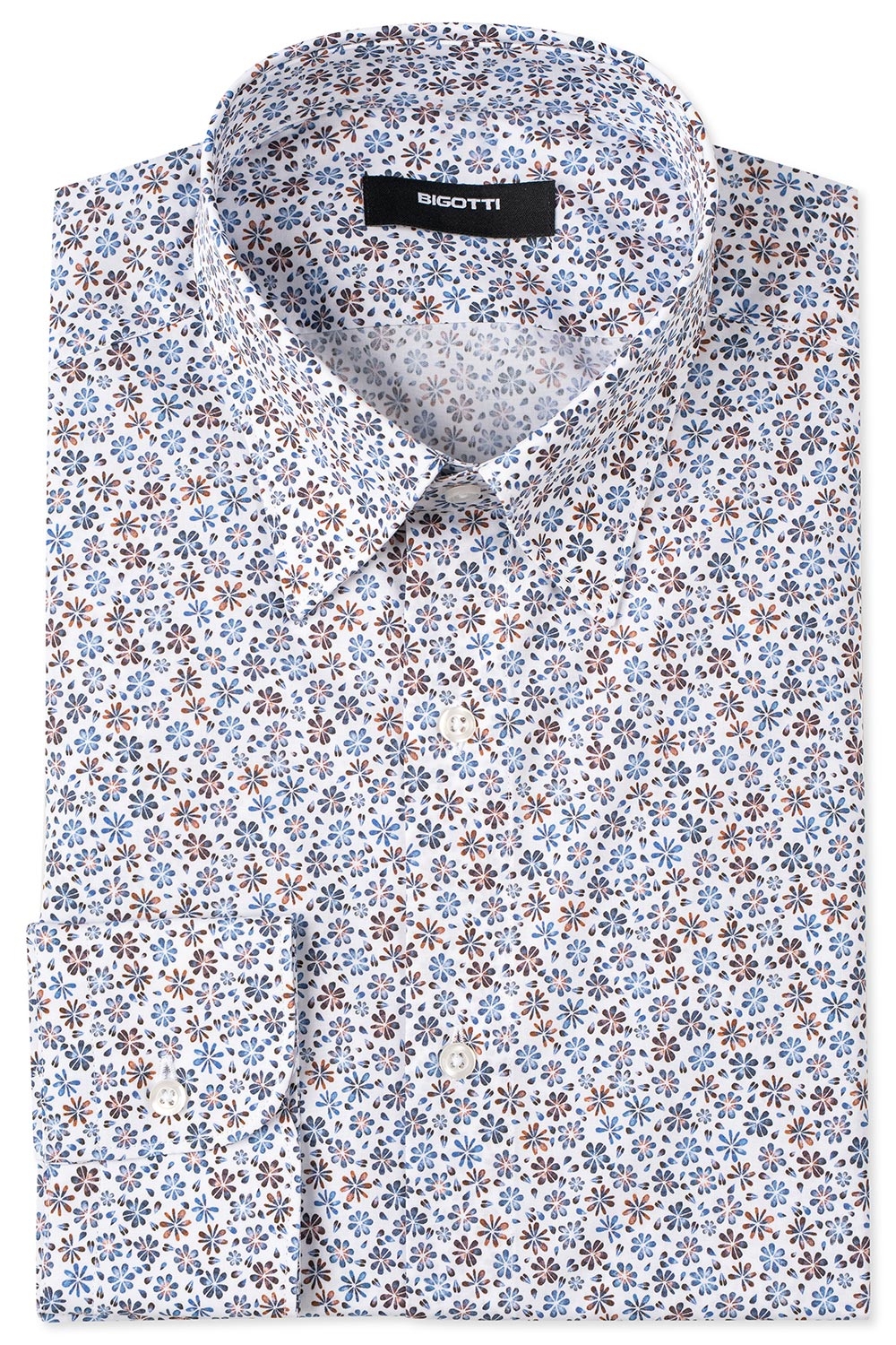 Slim body white floral shirt 0