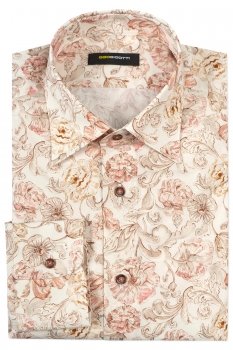 Slim body beige floral shirt