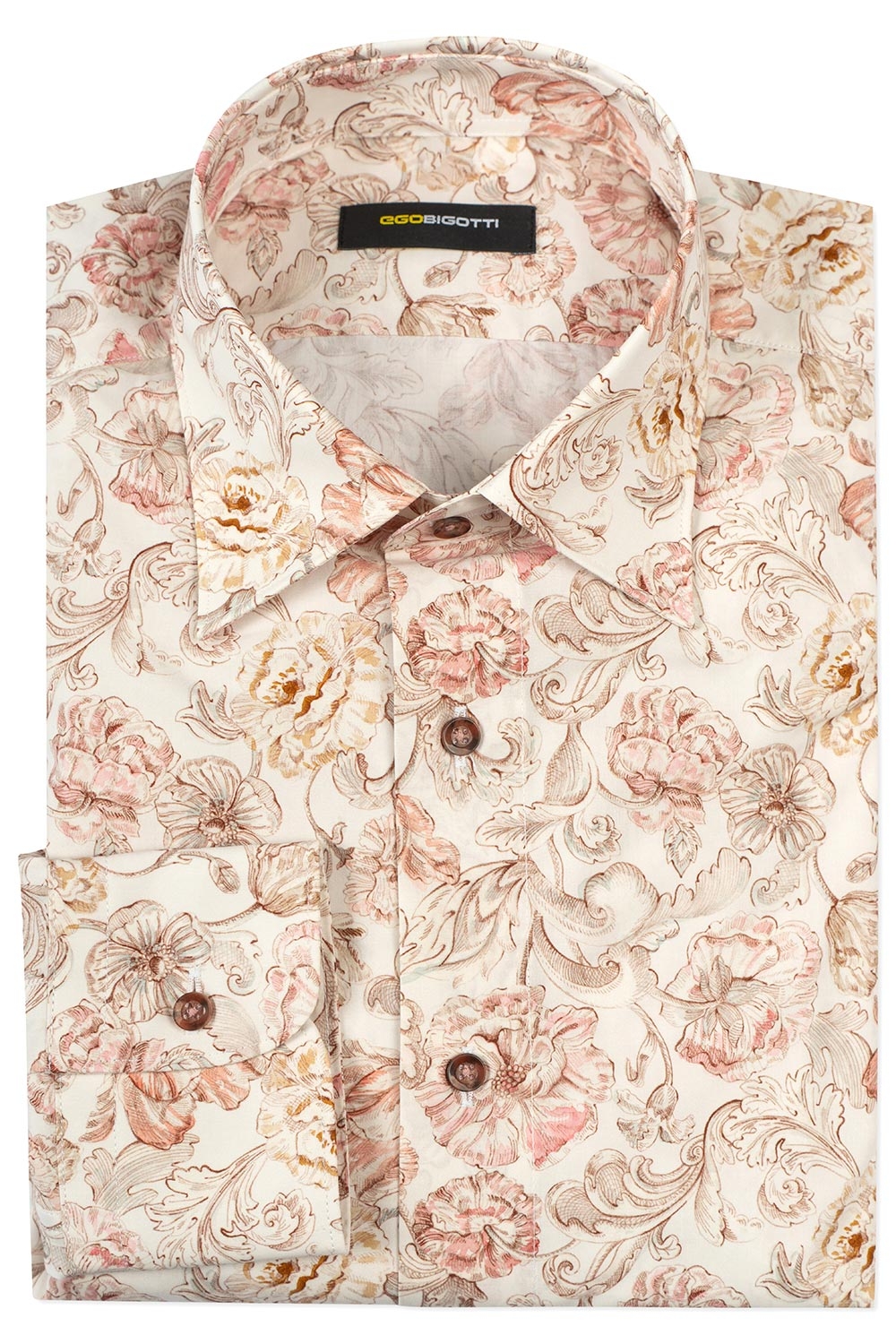 Slim body beige floral shirt 0