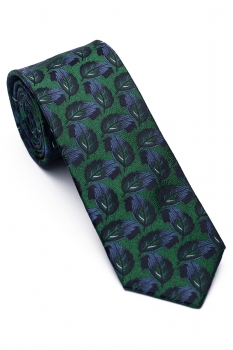 Cravata matase tesuta verde print floral