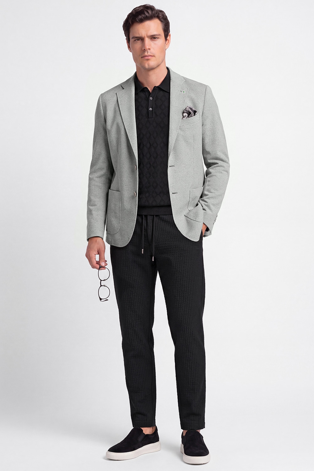 Slim body grey plain blazer 4