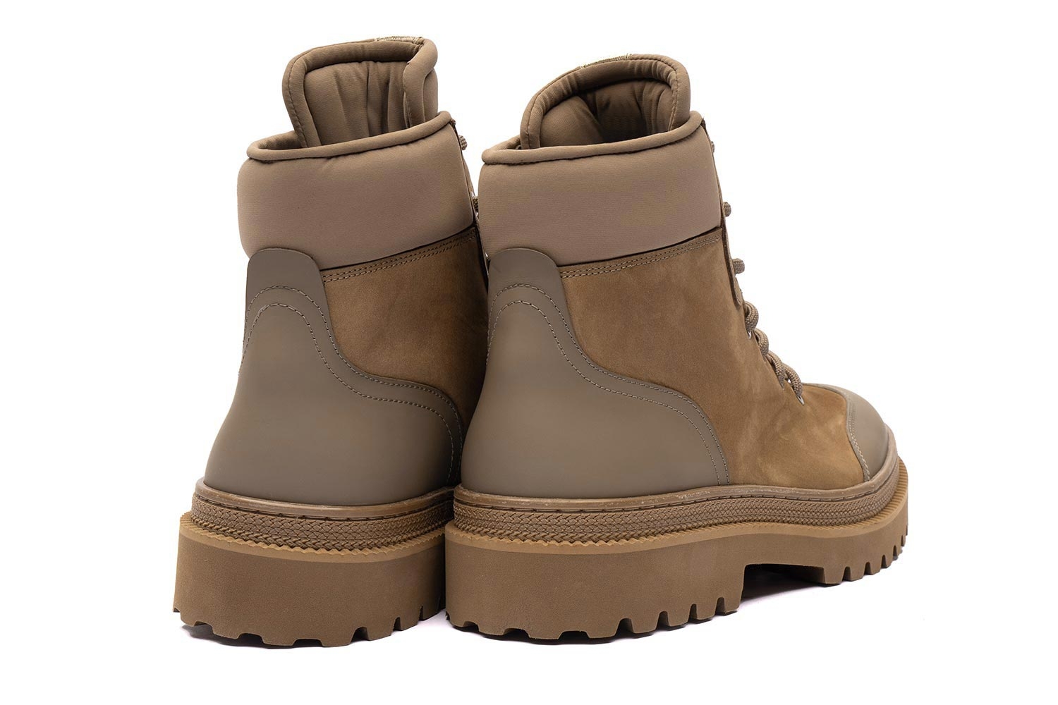 Ghete bej piele naturala si textil 2