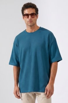 Tricou oversize albastru uni