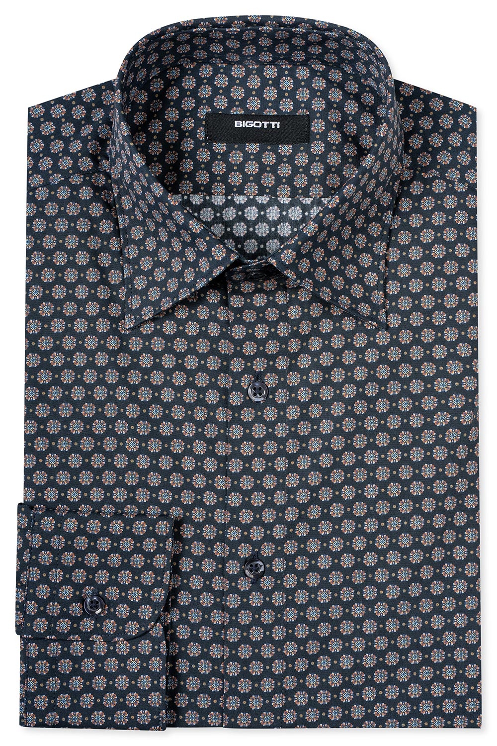 Slim body navy floral shirt 0
