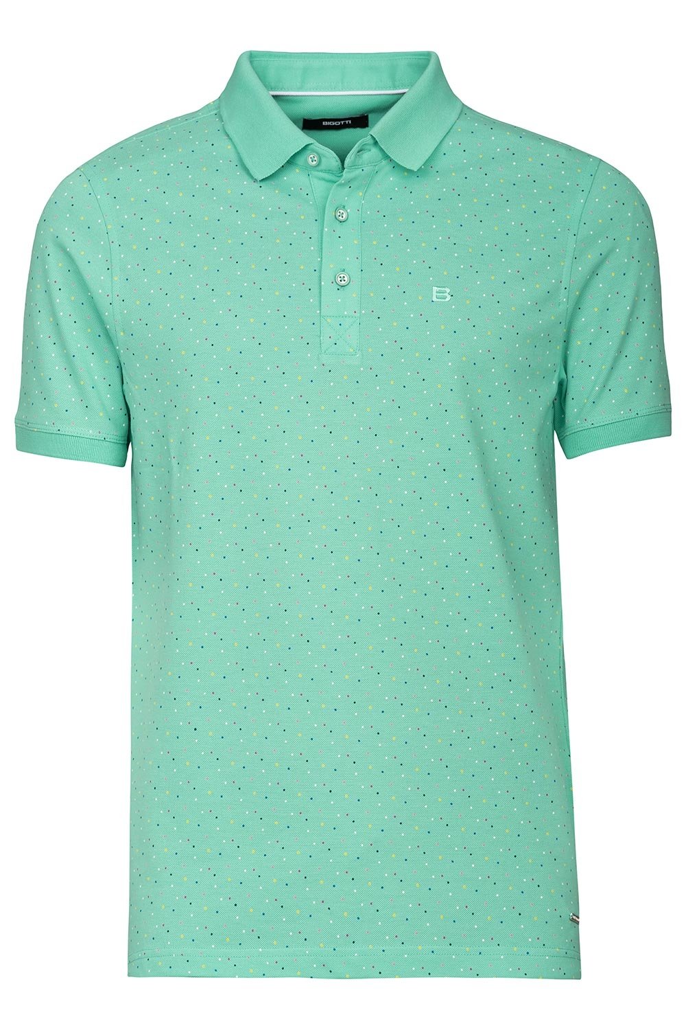 Tricou polo regular verde print geometric 0