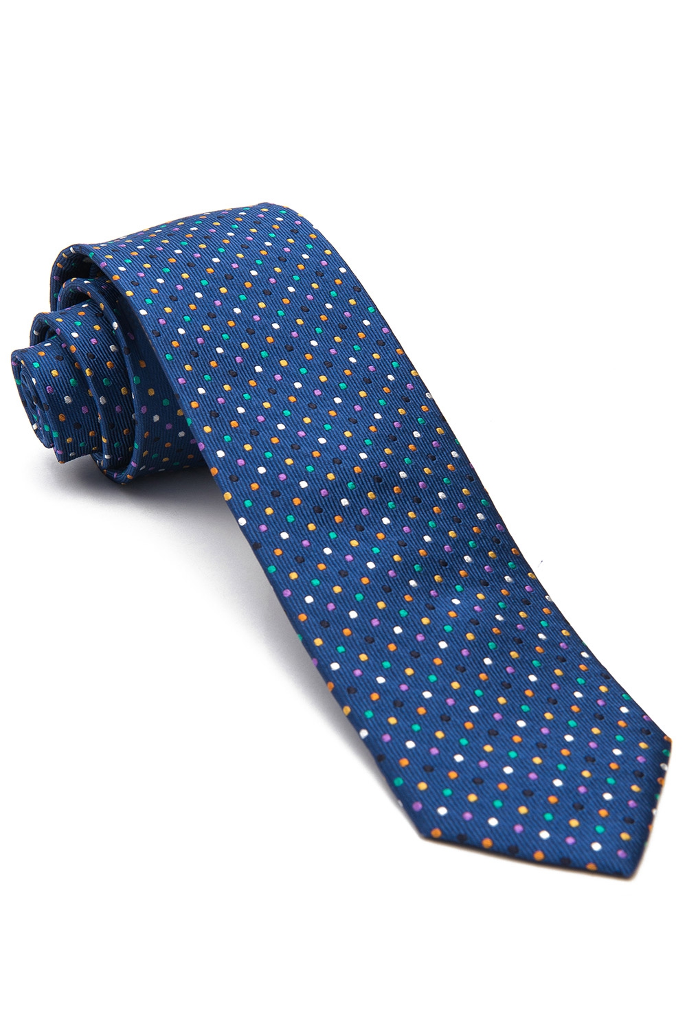 Cravata matase tesuta albastra print geometric 0