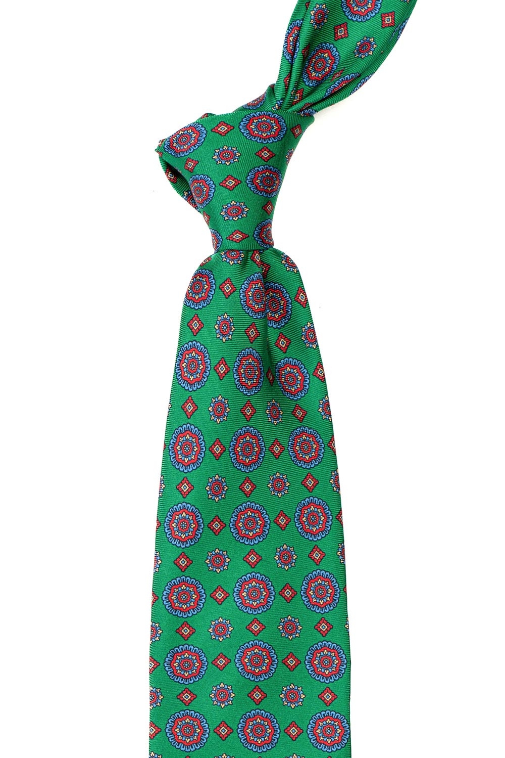 Cravata matase tesuta verde print geometric 1