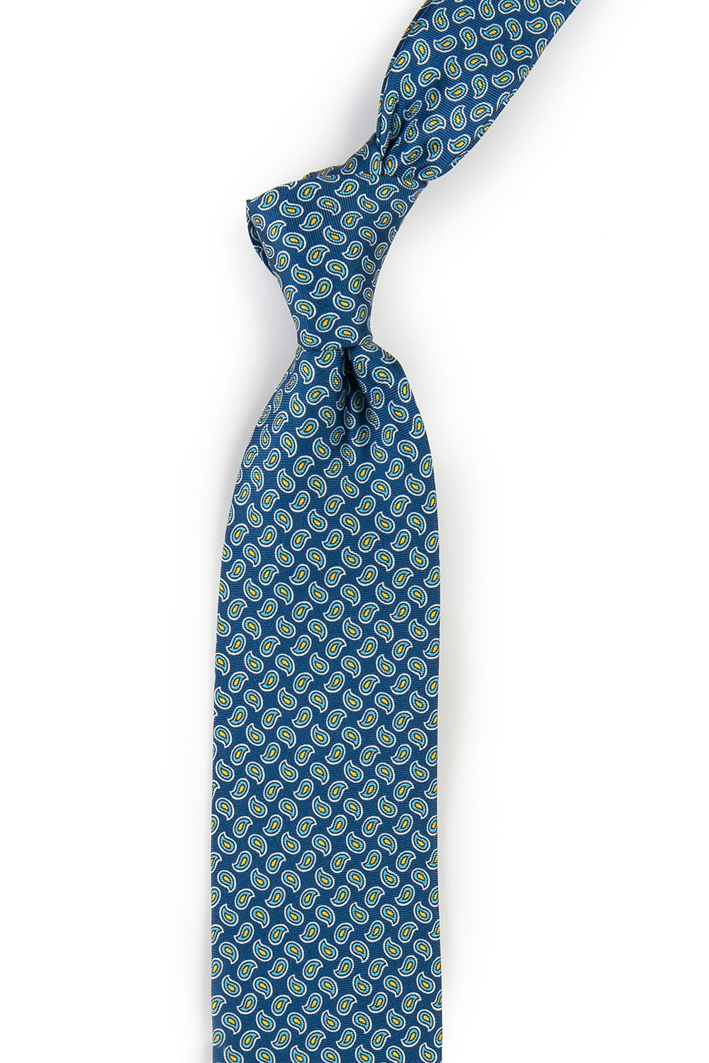 Cravata matase tesuta bleumarin print floral 1