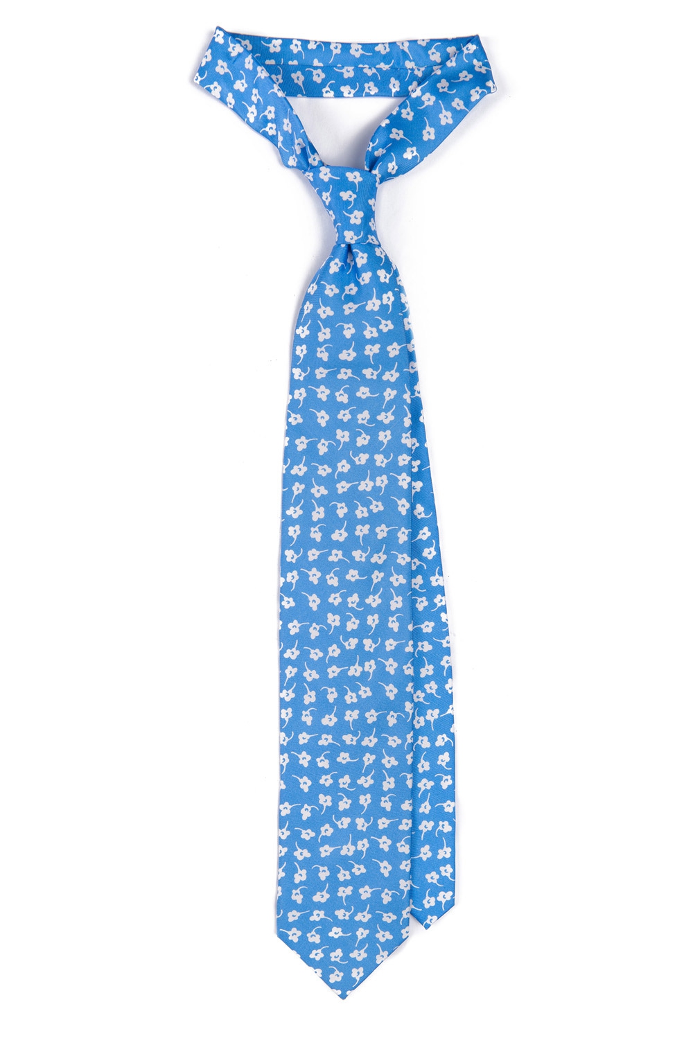 Cravata matase bleu print floral 0