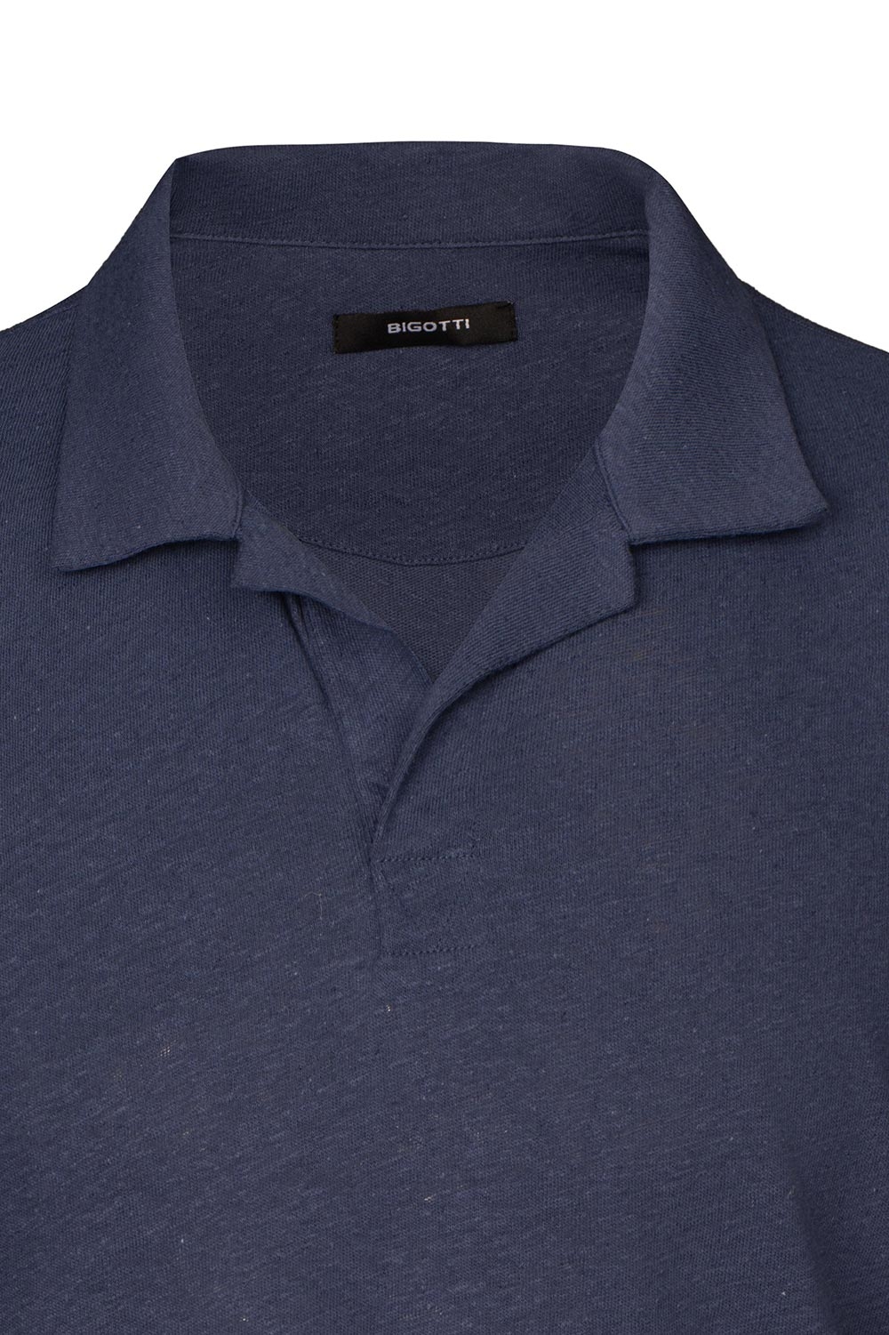 Tricou polo slim albastru din in si bumbac 1