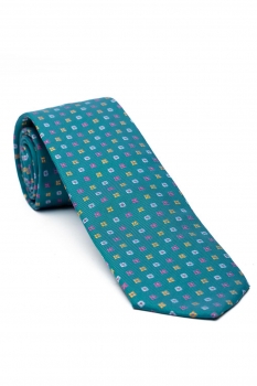 Cravata poliester tesut albastra print floral