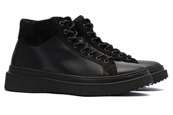 Ghete negre piele mata si piele velurata