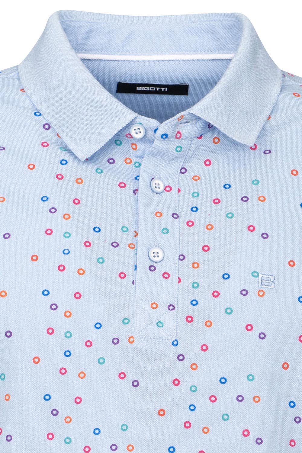 Tricou polo slim bleu print geometric 2