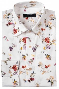 Slim body white floral shirt