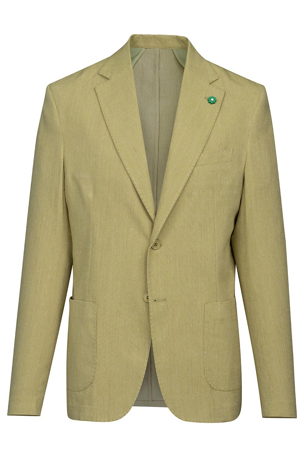Slim body green plain blazer 1
