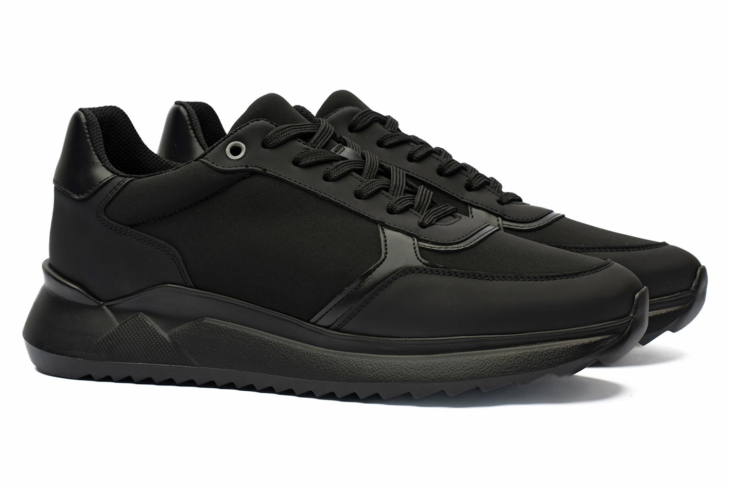Black leather and textile shoes 0