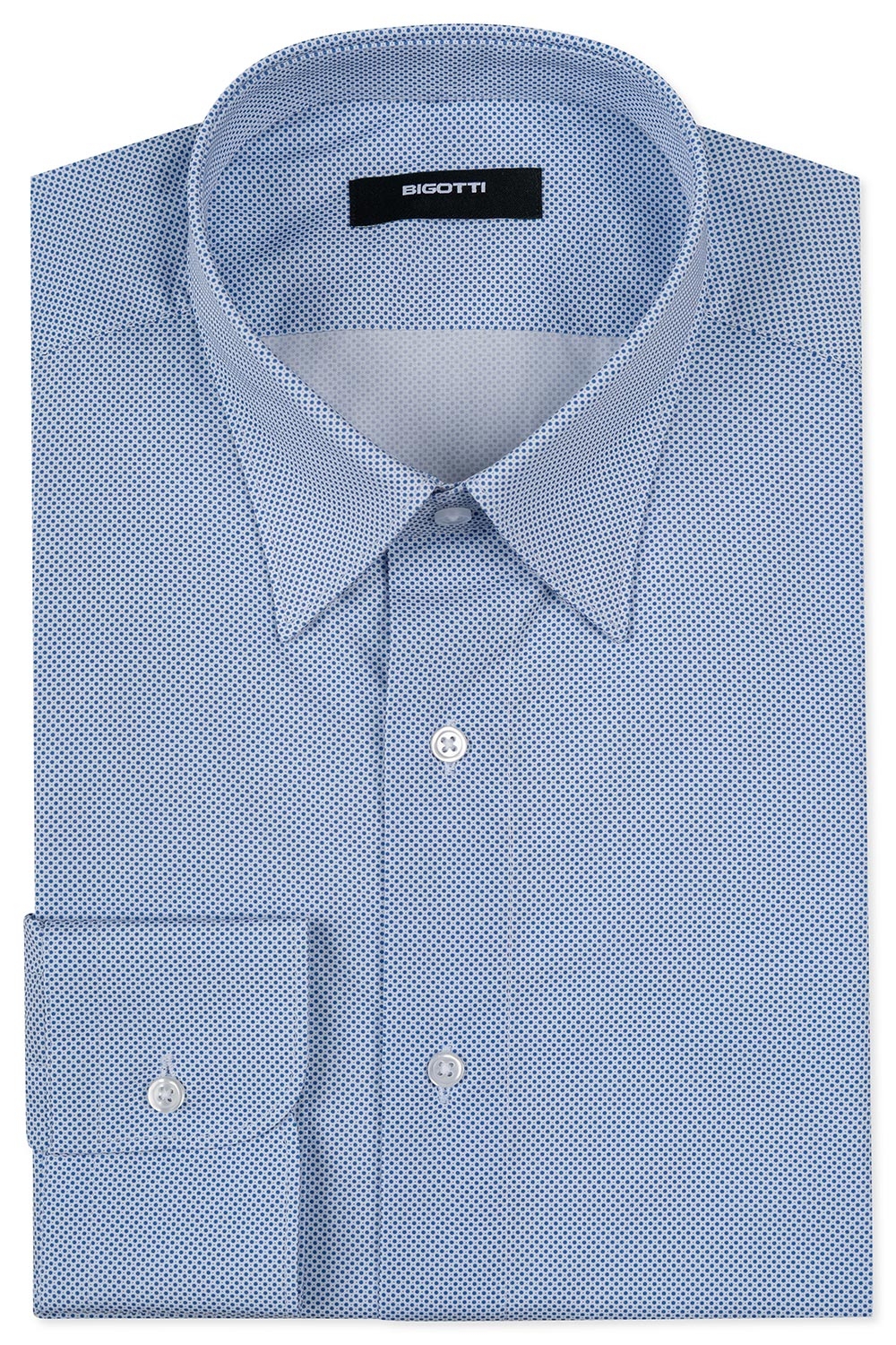Camasa slim bleu print geometric 0