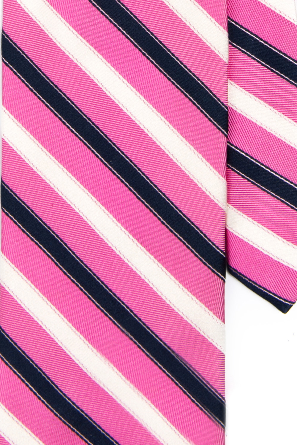 Cravata clasica matase tesuta roz  cu dungi  1