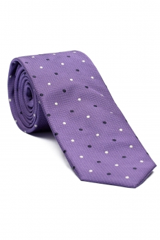 Cravata matase tesuta lila print geometric