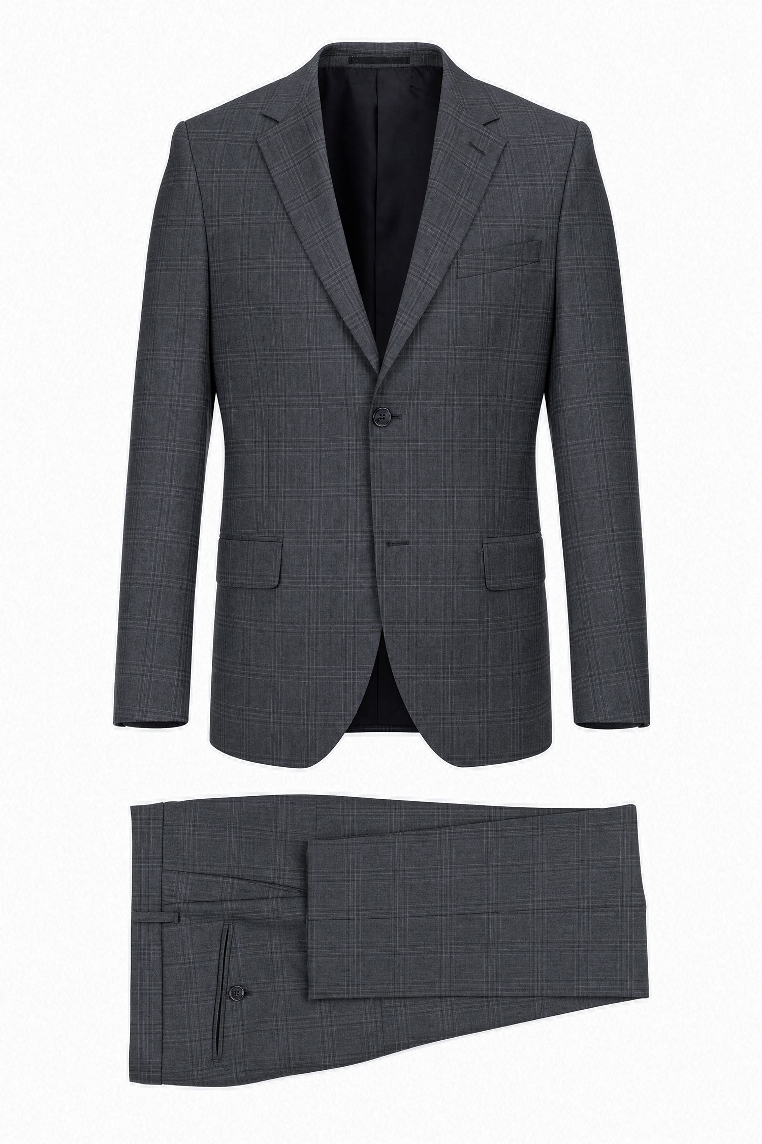 Costum slim gri in carouri 0