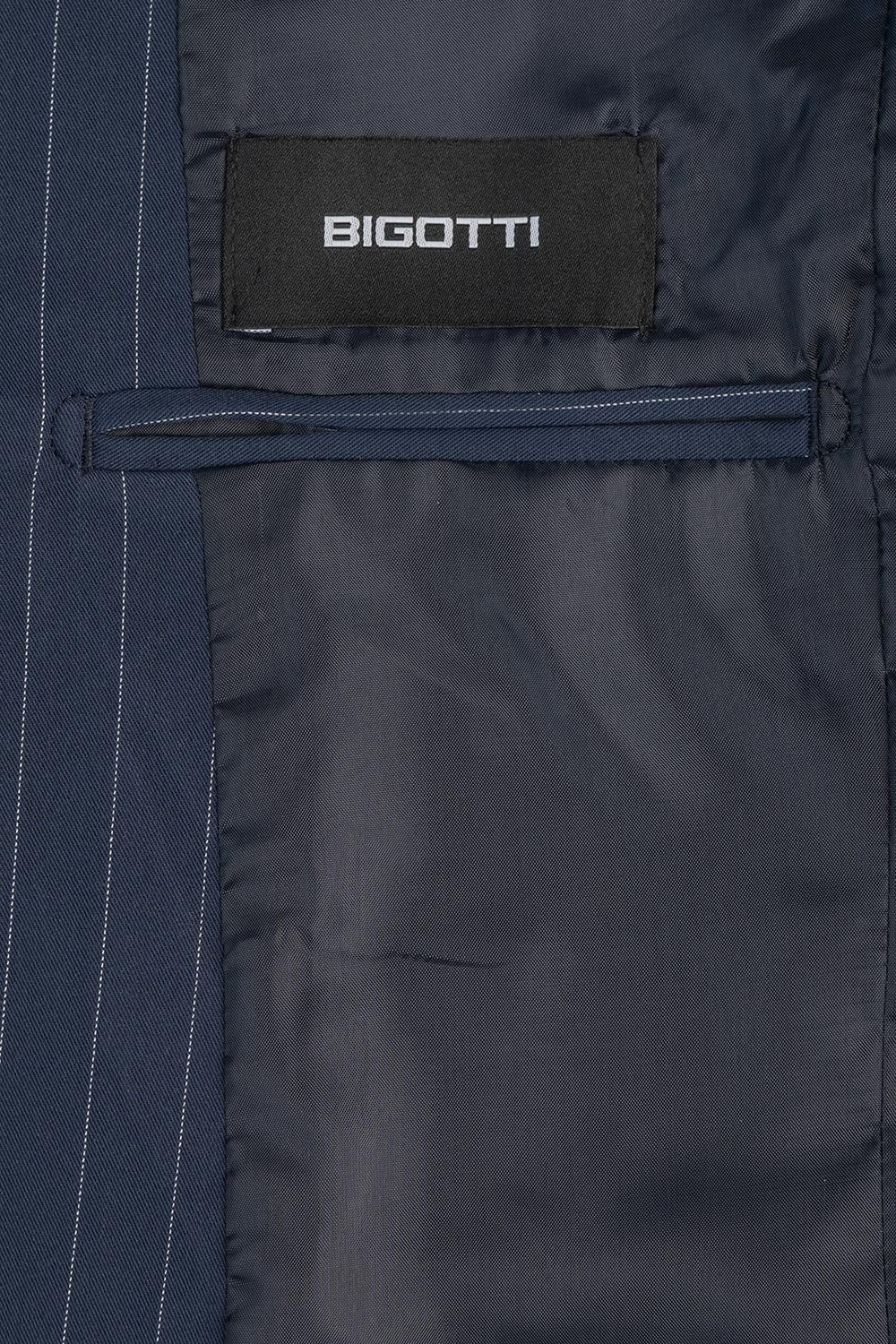 Costum slim albastru cu dungi 1