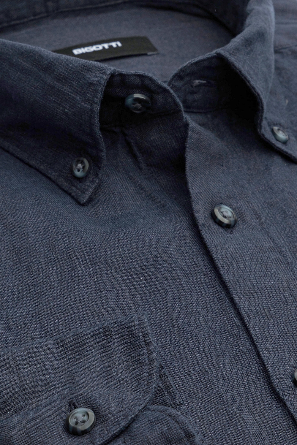Camasa din in slim bleumarin uni 1