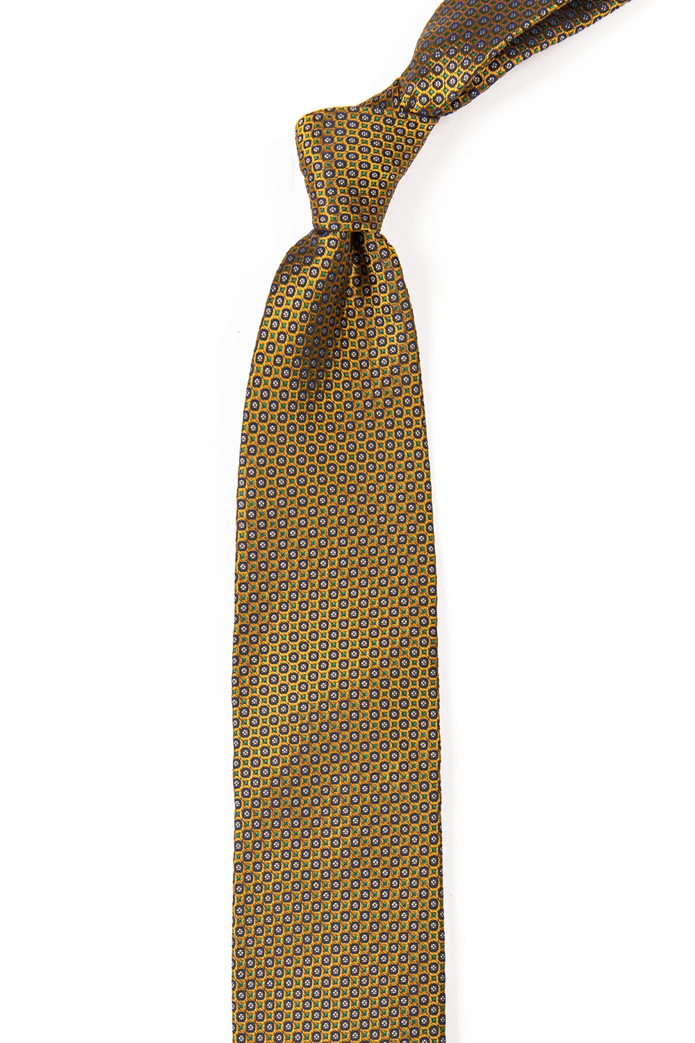 Cravata poliester tesut galbena print geometric 1