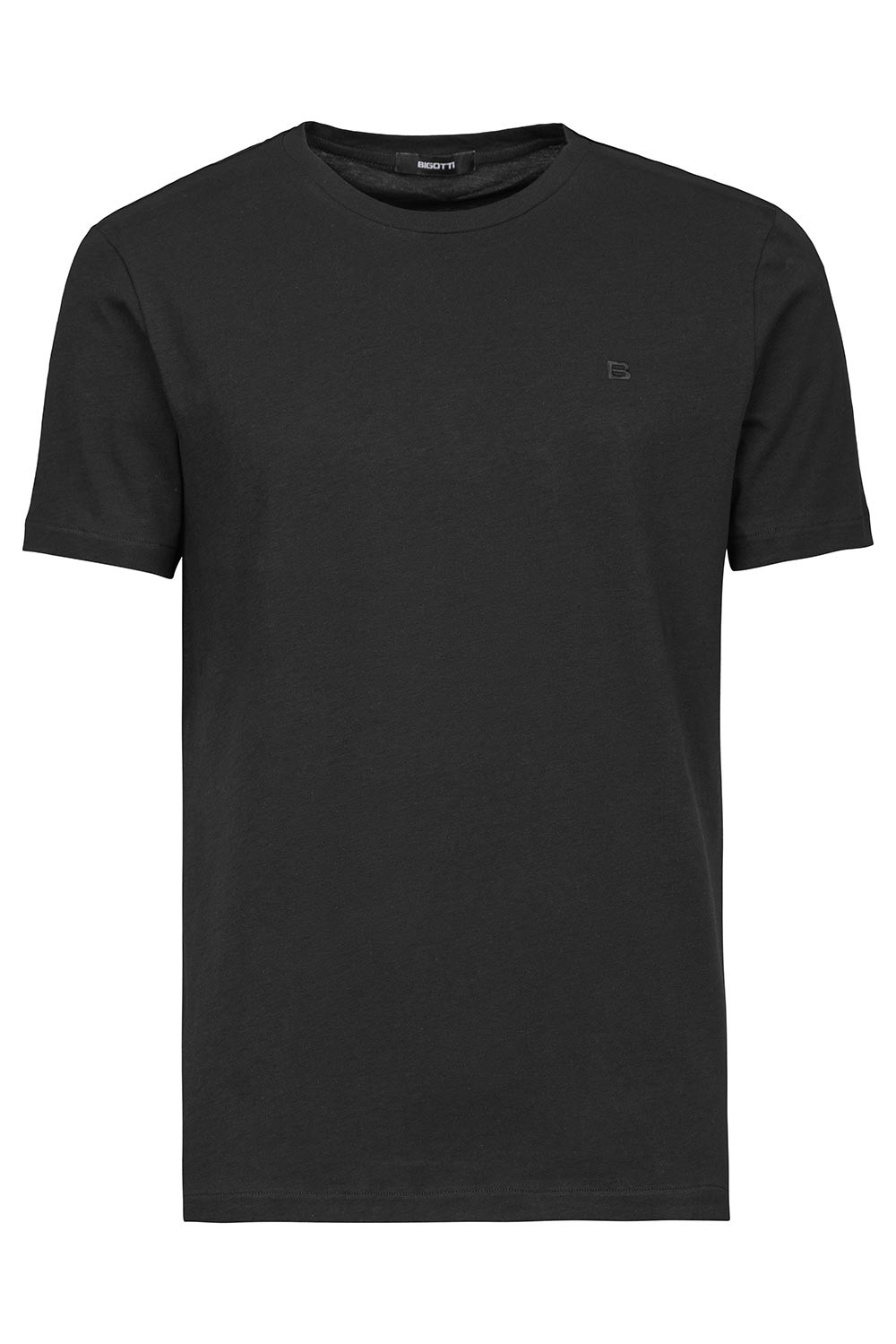 Tricou slim negru uni guler rotund 1