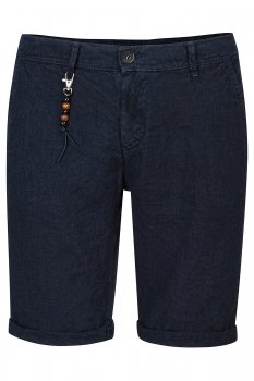 Pantaloni scurti slim din in bleumarin uni