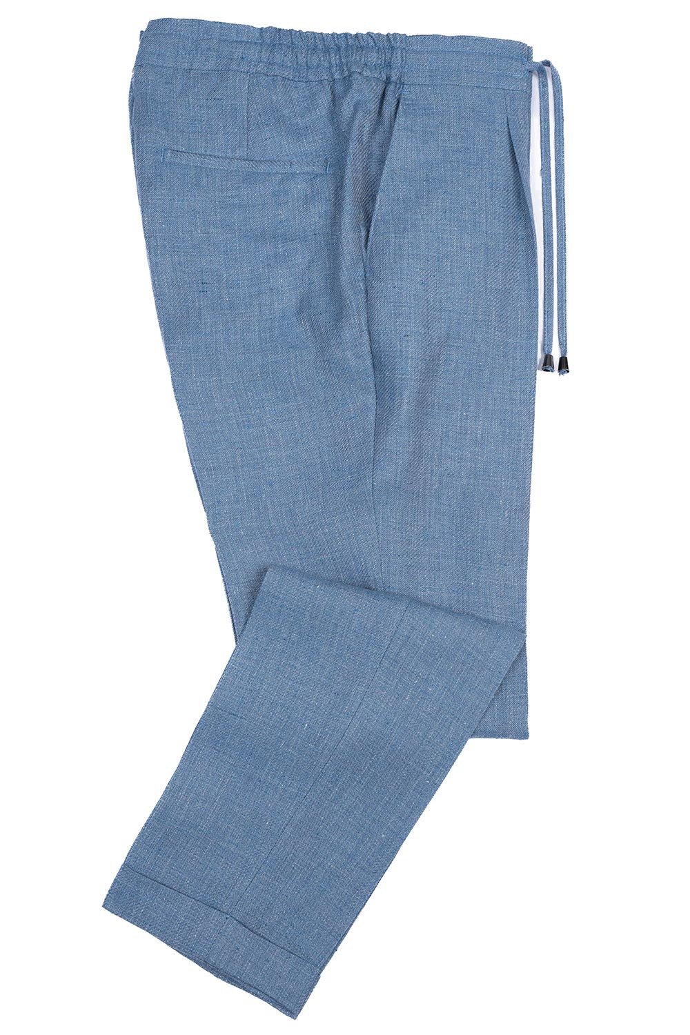 Slim body light blue plain trousers 1