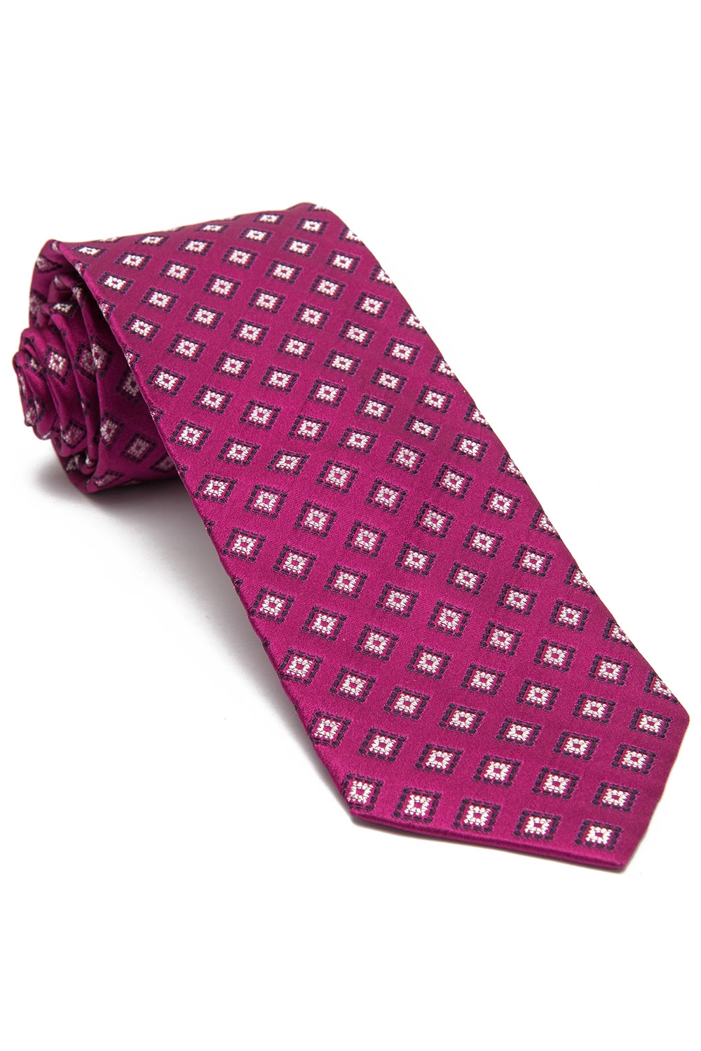 Cravata matase tesuta roz print geometric 0