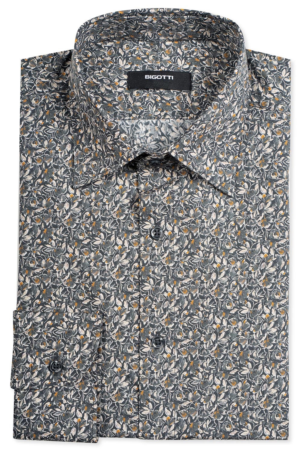 Slim body grey floral shirt 0