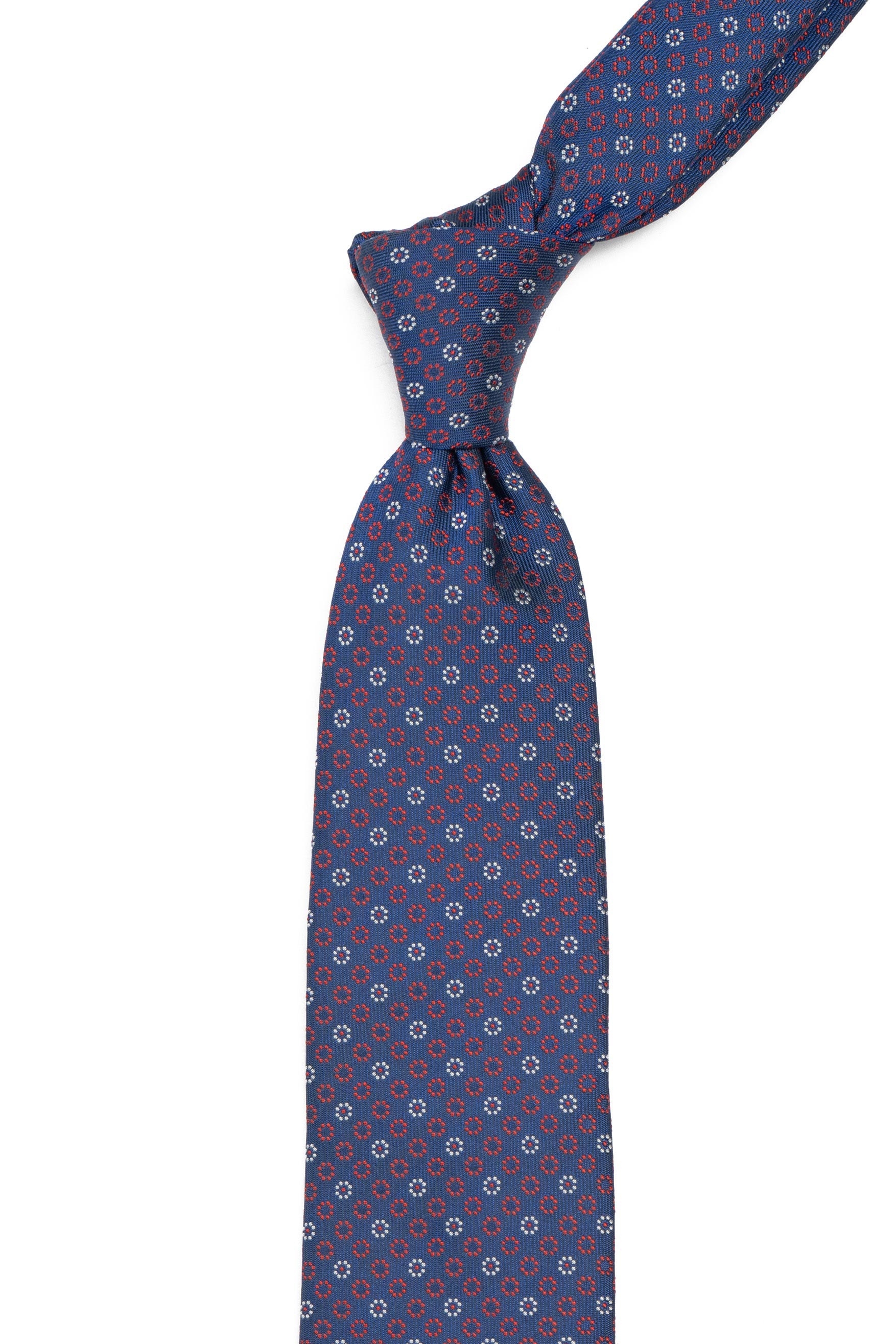 Cravata poliester tesut albastra print floral 1