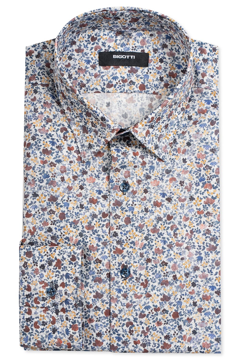 Camasa superslim alba print floral 0