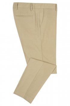 Slim body beige plain trousers